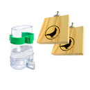 2 Plataforma Poleiro + Bebedor Bebedouro Calopsita Periquito