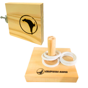 Kit Brinquedos Caça Argolas e Plataforma de Madeira para Calopsita