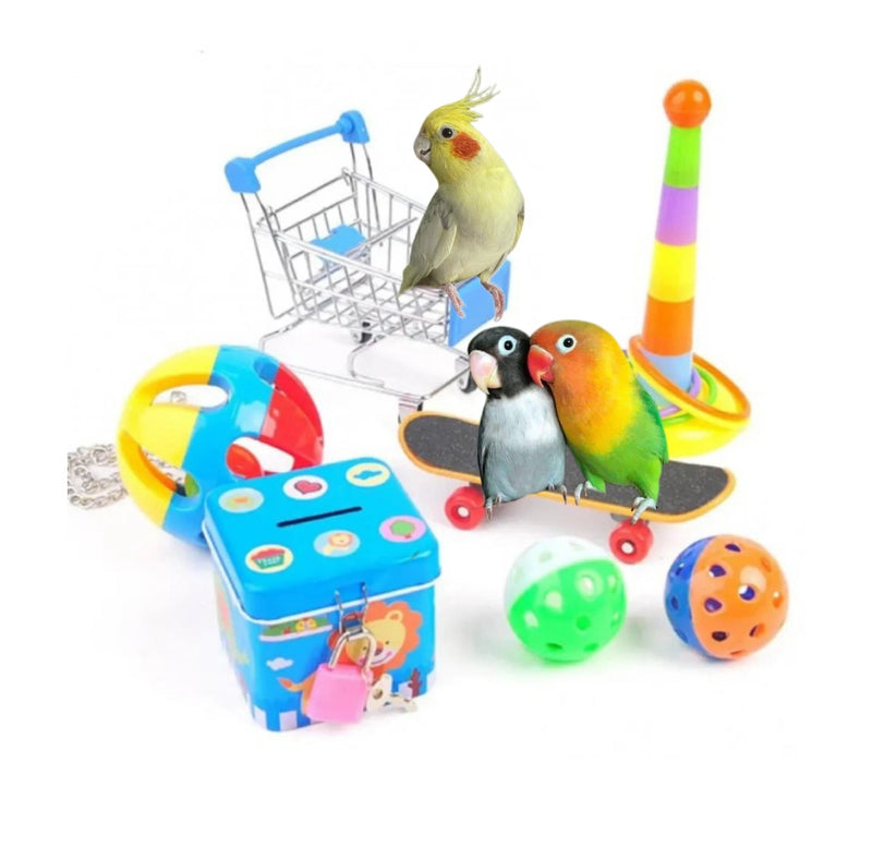 7 BRINQUEDOS PARA CALOPSITAS e AVES -  kIT PARA CALOPSITA FAZER  A FESTA BRINCANDO