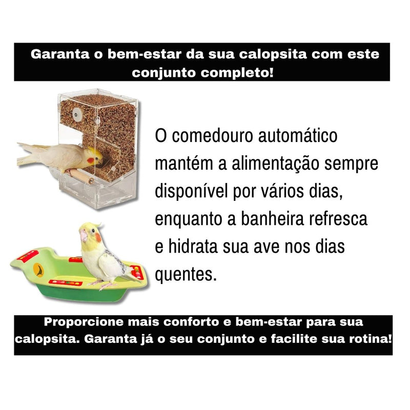 Comedouro de acrilico para calopsitas + Banheira para calopsita ou periquitos