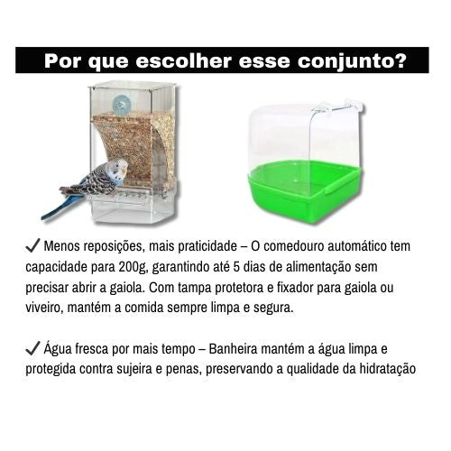 Comedouro de acrilico para periquito + Banheira para calopsita ou periquitos
