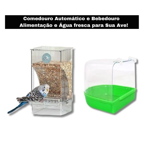 Comedouro de acrilico para periquito + Banheira para calopsita ou periquitos