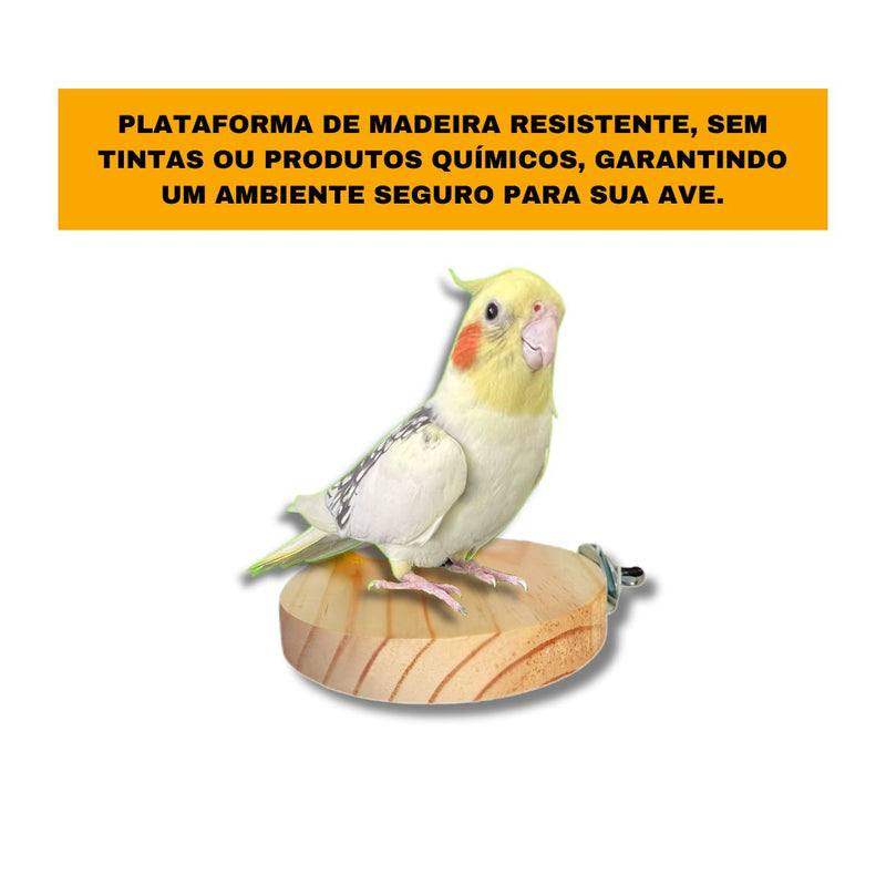 Plataforma de madeira com fixador de gaiola para calopsitas ou periquitos