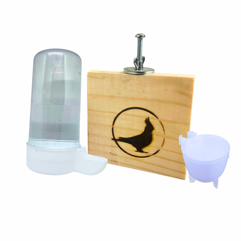 Plataforma Poleiro + Bebedouro E Pota Ovo Para Calopsita