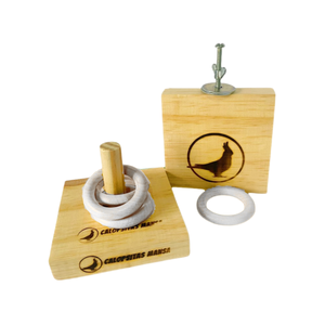 Kit Brinquedo Pega  Argolas e Plataforma de Madeira para Calopsita