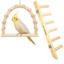 Balanço Em Madeira Natural Para Calopsita E Escada Madeira